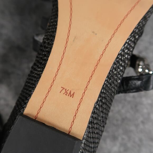 Sam Edelman Shoes Womens 7.5 Sandal Leather Caged Buckle Strappy Low Wedge Donna - Picture 11 of 12